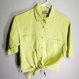 Casual Cottonseed Wear - Lime Green - Short Sleeve w/ Front Tie - Small - USA